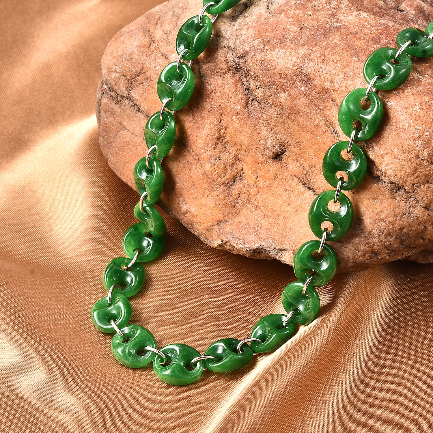 Silver and sale jade necklace