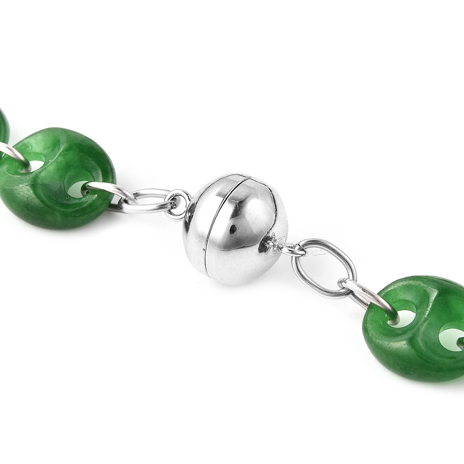 Designer Inspired Green Jadeite Jade Necklace (Size 18) in Rhodium Overlay Sterling Silver 159.00 Ct.