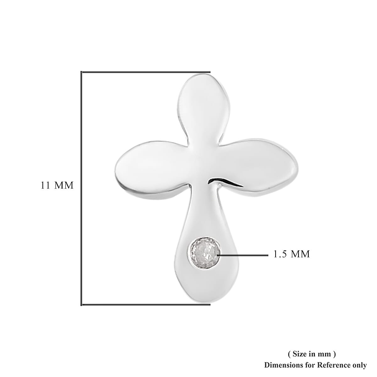 Diamond Earrings in Platinum Overlay Sterling Silver 0.03 Ct.