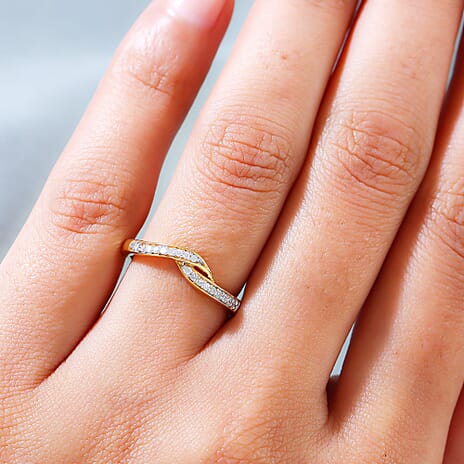 Diamond (Rnd) Ring in 18K Vermeil Yellow Gold Plated Sterling Silver 0.11 Ct.