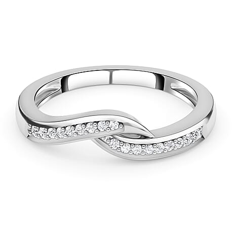 Diamond Ring in Platinum Overlay Sterling Silver 0.12 Ct.