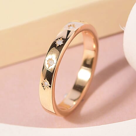 Diamond (Rnd) Band Ring in 18K Yellow Gold Vermeil Plated  Sterling Silver