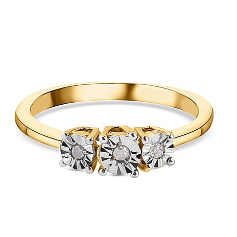Diamond Trilogy Ring in 18K Yellow Gold Vermeil Plated Sterling Silver