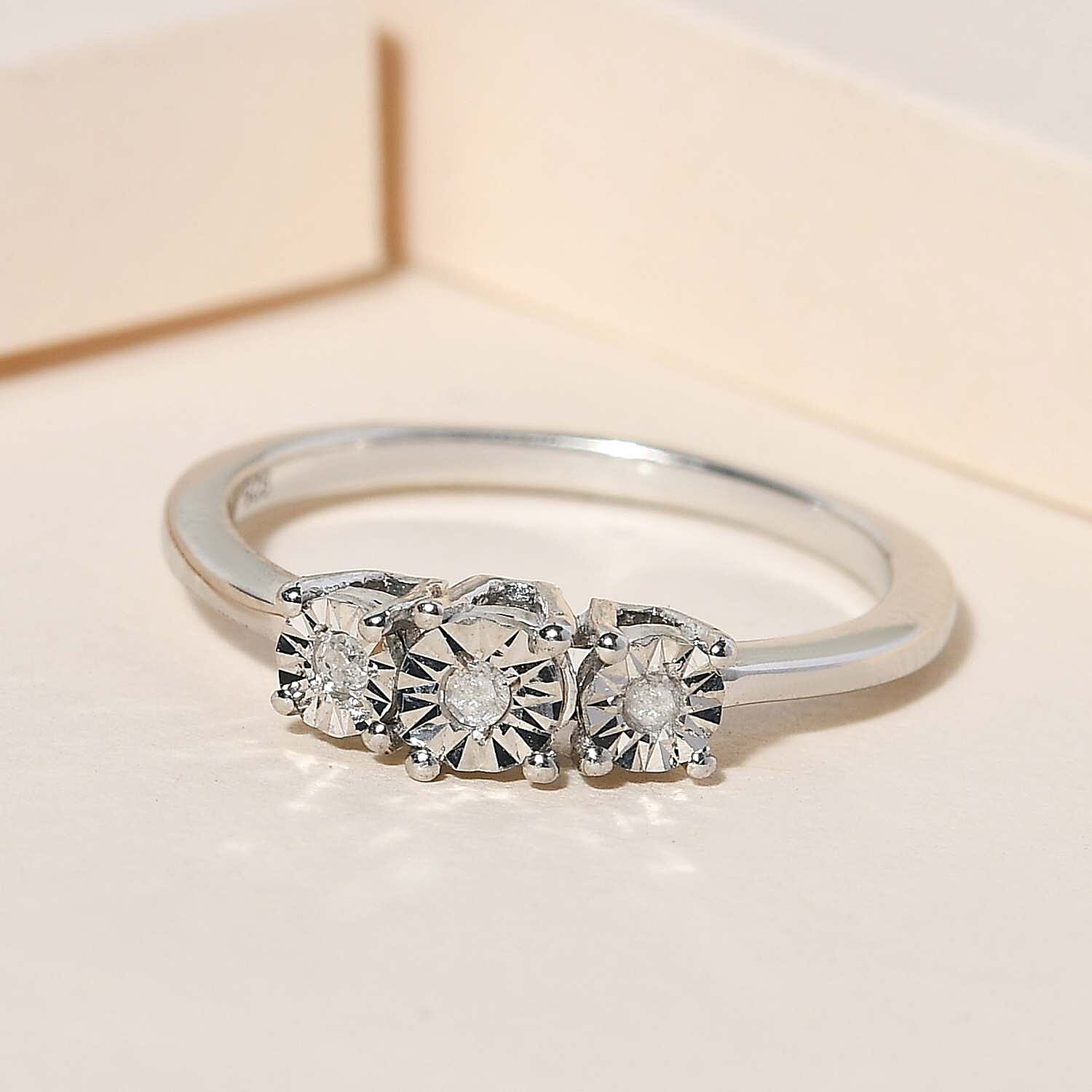 Diamond Trilogy Ring in Sterling Silver