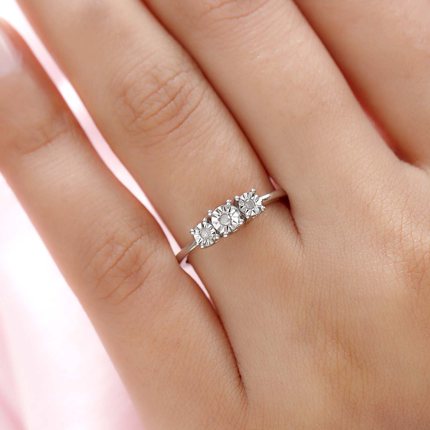 Diamond Trilogy Ring in Sterling Silver