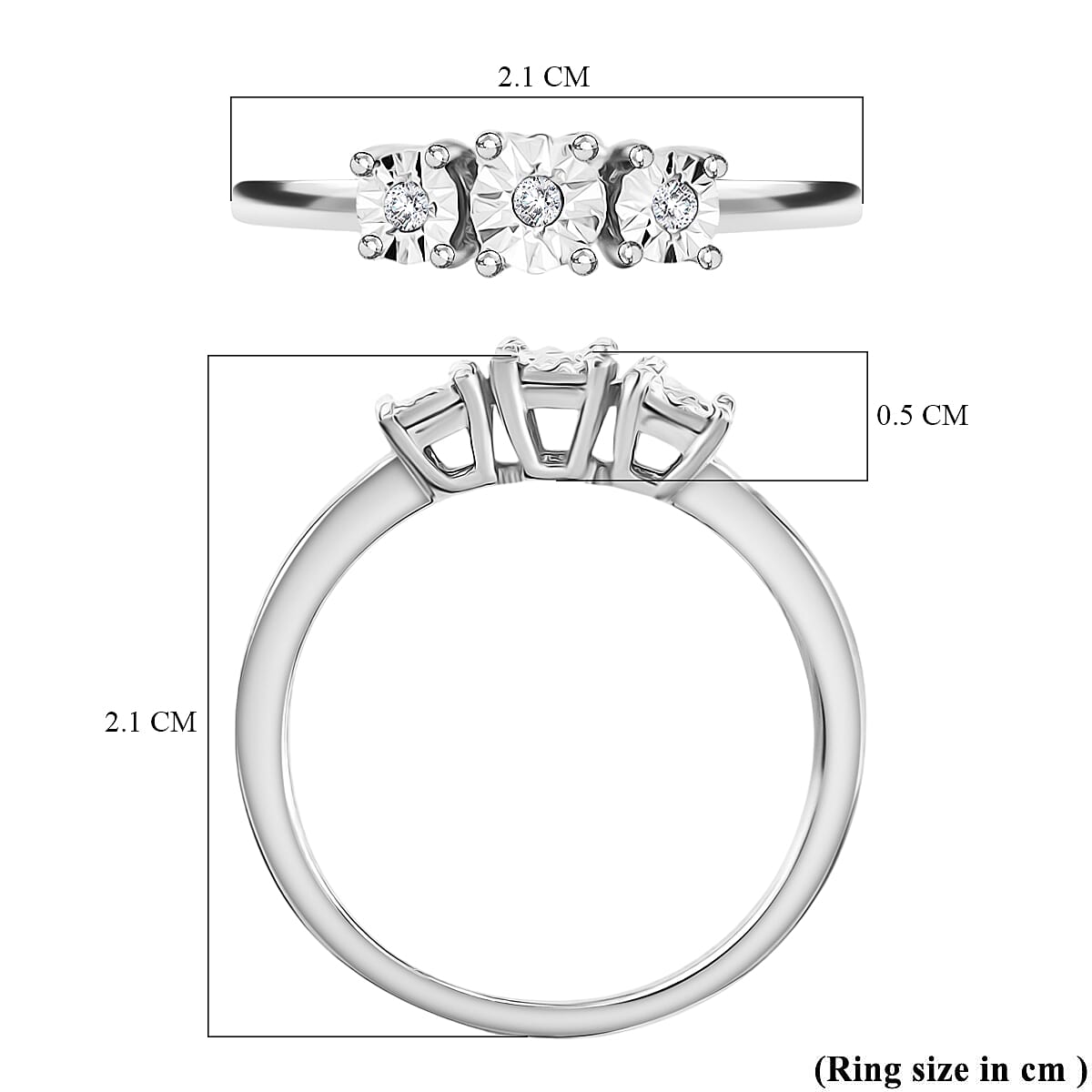 Diamond Trilogy Ring in Sterling Silver