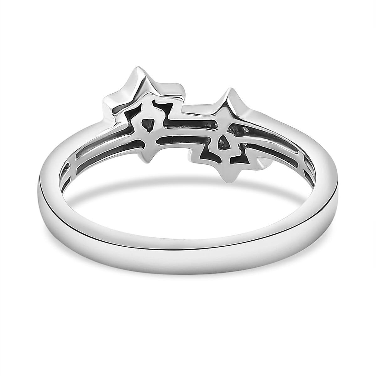 Diamond Twin-Star Sterling Silver Ring