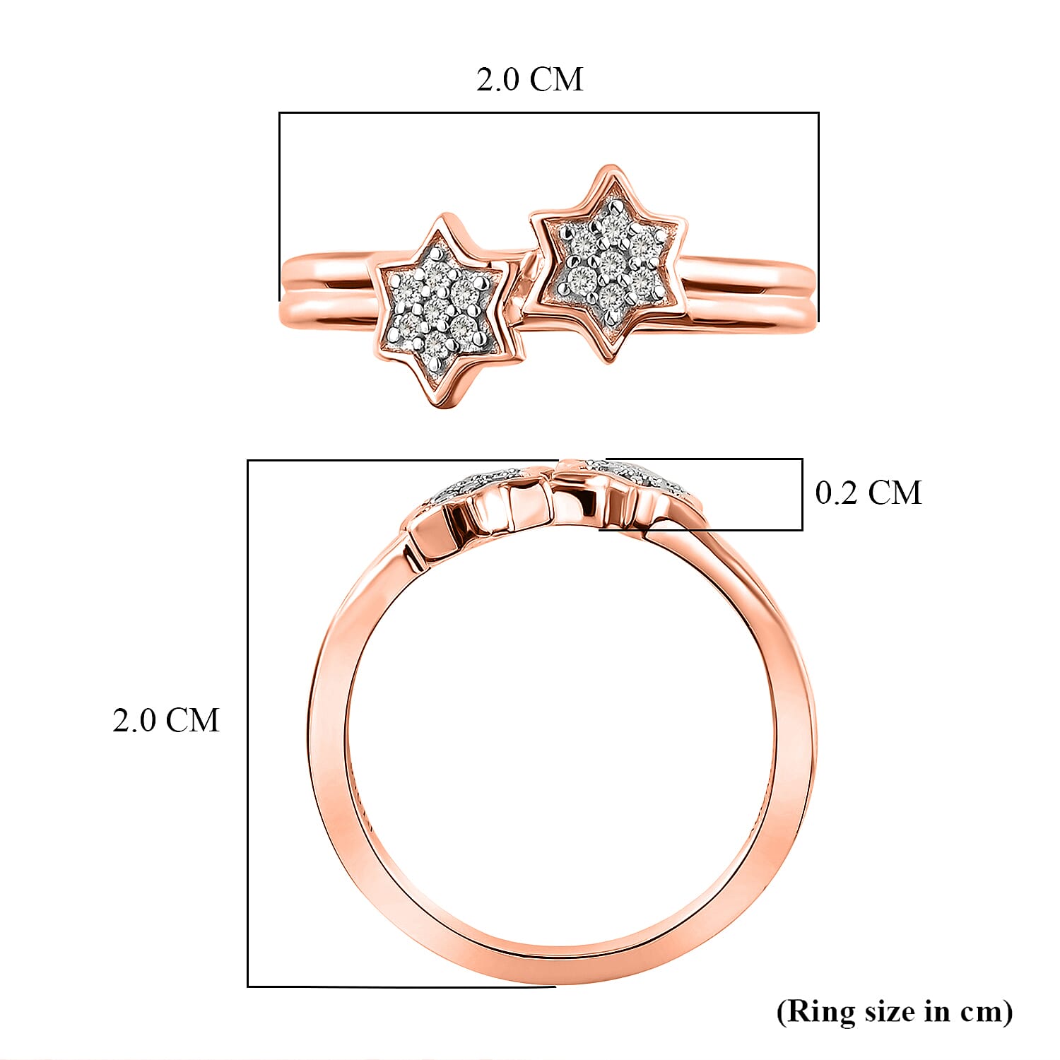 Diamond Twin-Star Sterling Silver Ring