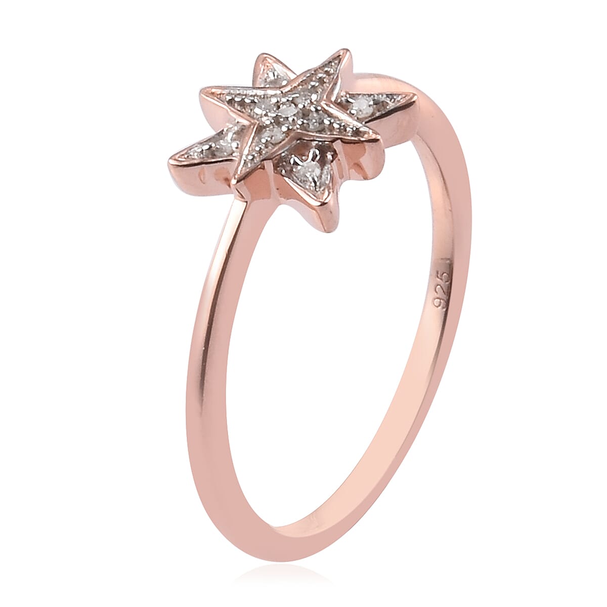 Diamond Starburst Ring in Rose Gold Overlay Sterling Silver