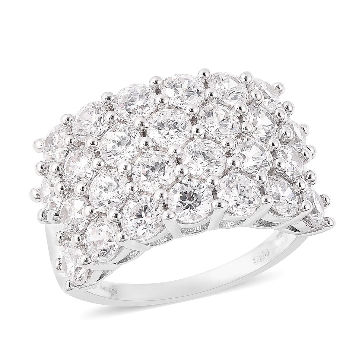 Lustro Stella Rhodium Overlay Sterling Silver Ring Made with Finest CZ 8.00 Ct.