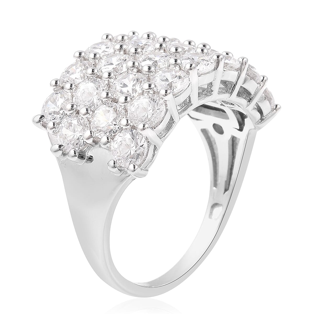 Lustro Stella Rhodium Overlay Sterling Silver Ring Made with Finest CZ 8.00 Ct.