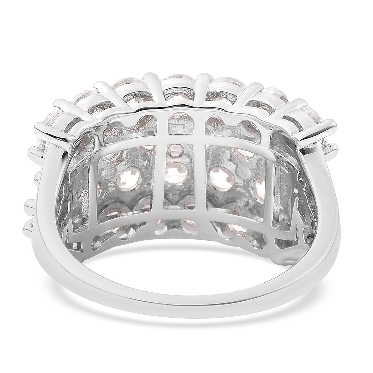 Lustro Stella Rhodium Overlay Sterling Silver Ring Made with Finest CZ 8.00 Ct.
