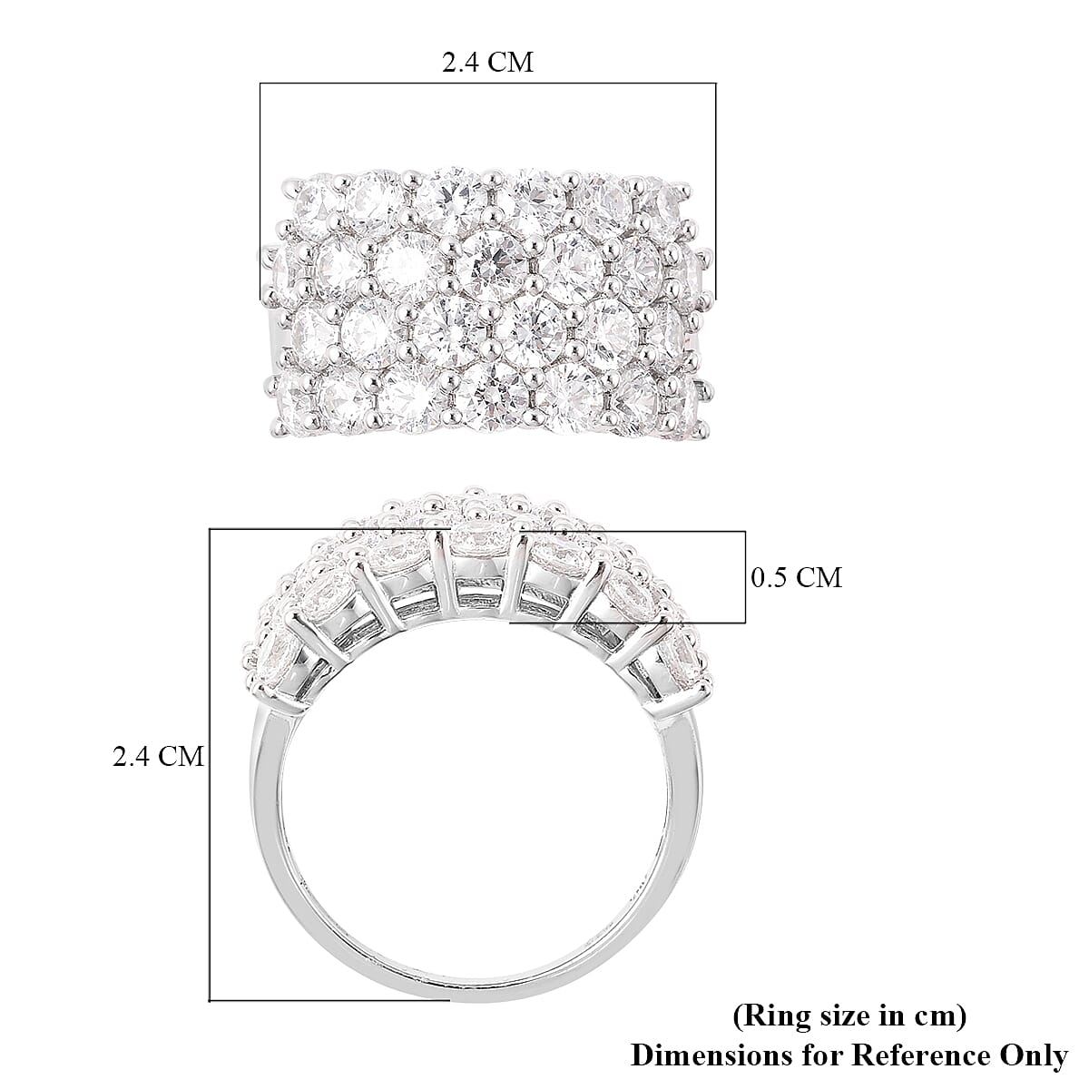 Lustro Stella Rhodium Overlay Sterling Silver Ring Made with Finest CZ 8.00 Ct.