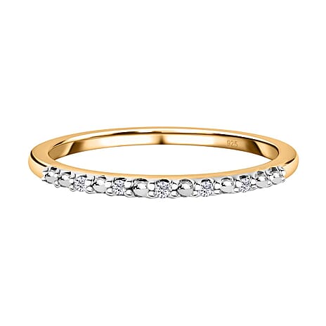 Diamond Half Eternity Ring in 18K Vermeil Yellow Gold Plated Sterling Silver 0.05 Ct.