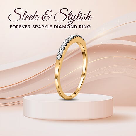 Diamond Half Eternity Ring in 18K Vermeil Yellow Gold Plated Sterling Silver 0.05 Ct.