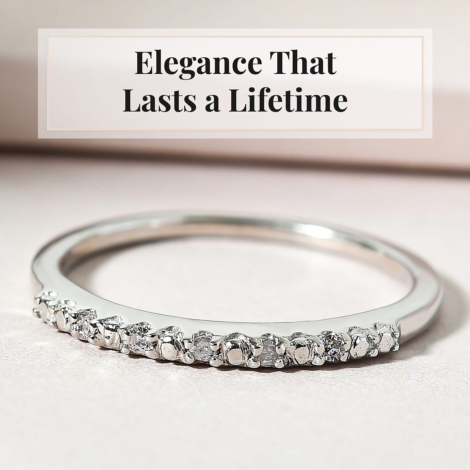 Diamond Half Eternity Ring in Sterling Silver