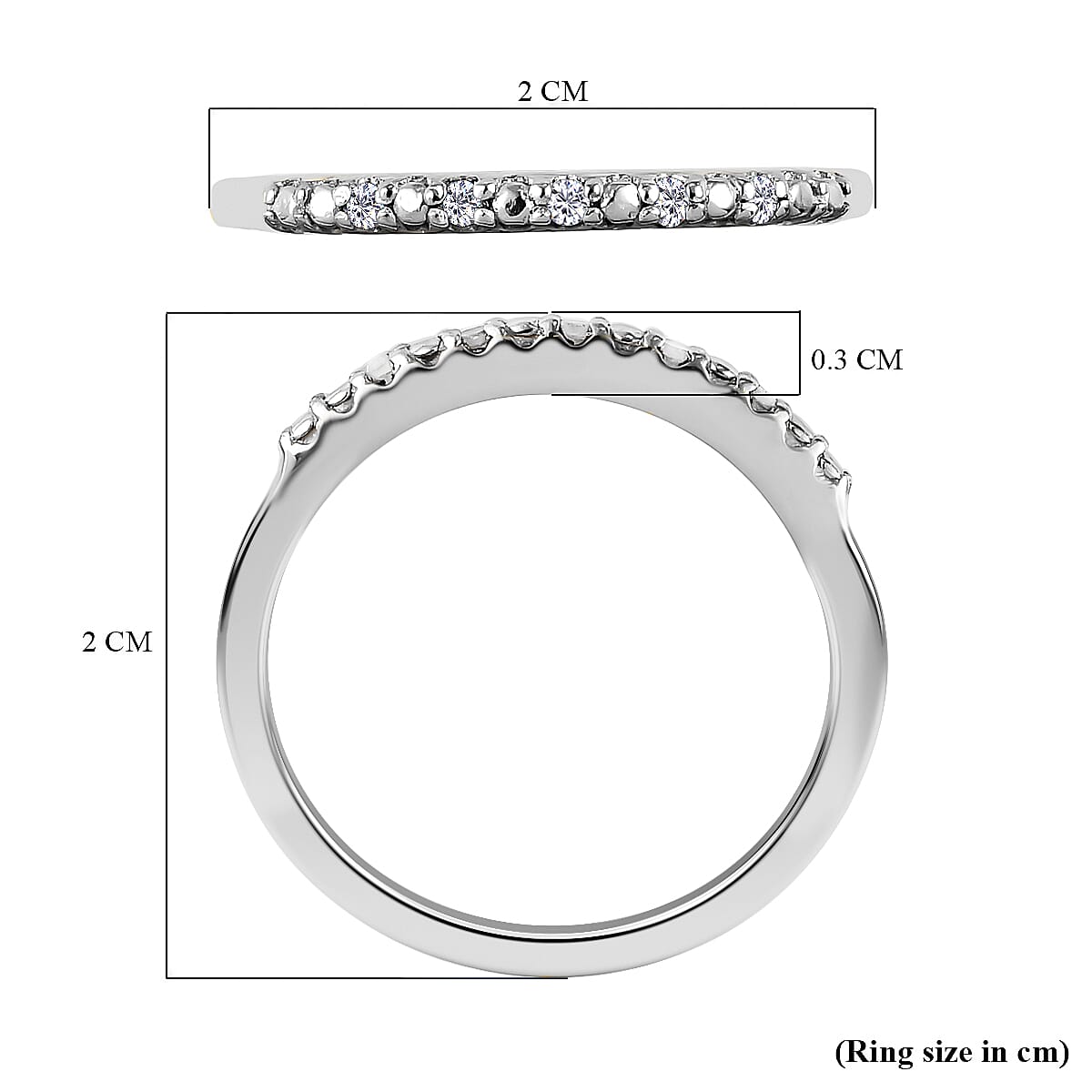 Diamond Half Eternity Ring in Sterling Silver