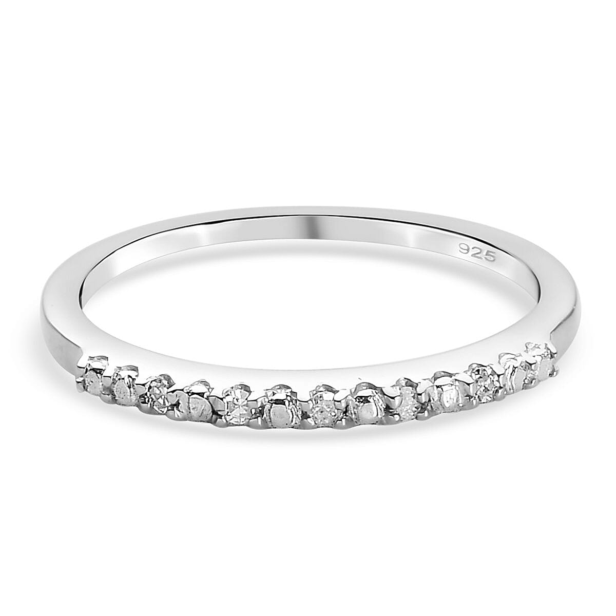 Diamond Half Eternity Ring in Sterling Silver