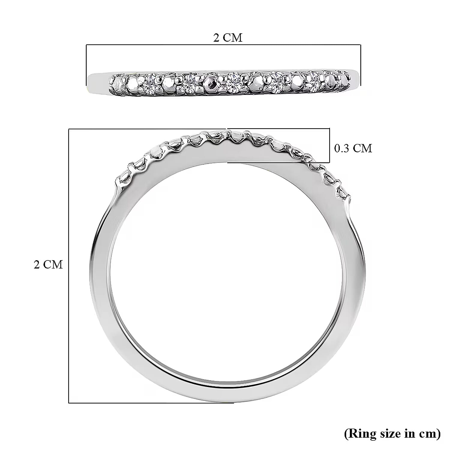 Diamond Half Eternity Ring in Sterling Silver