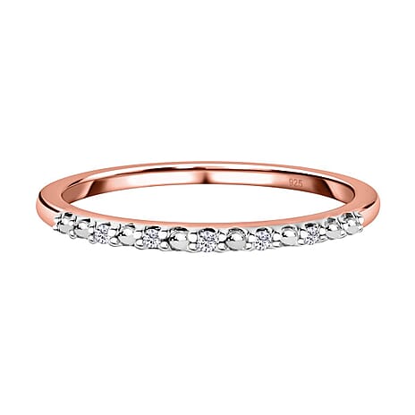 Diamond Half Eternity Ring in Rose Gold Overlay Sterling Silver 0.05 Ct.