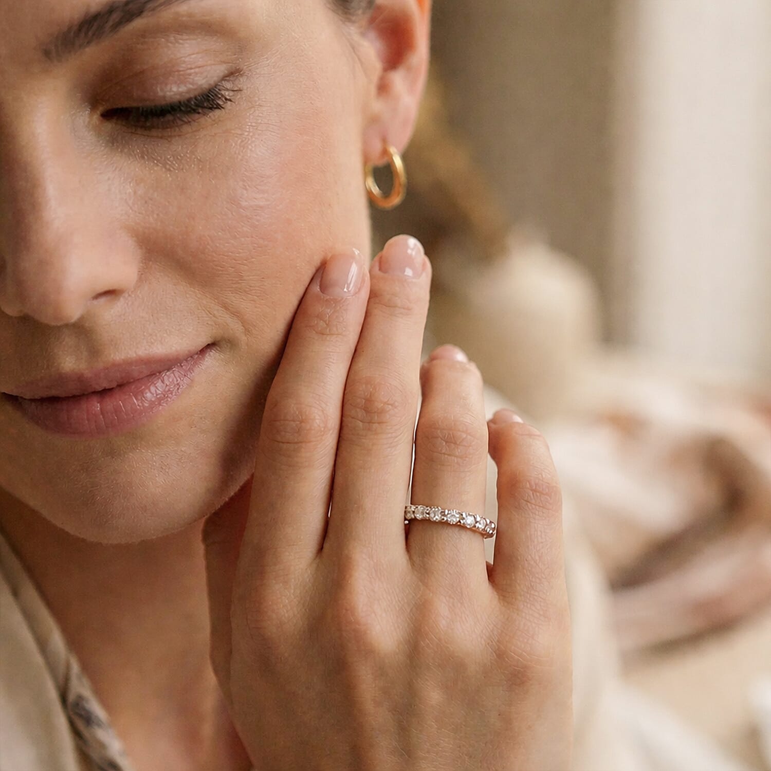Diamond Half Eternity Ring in Sterling Silver