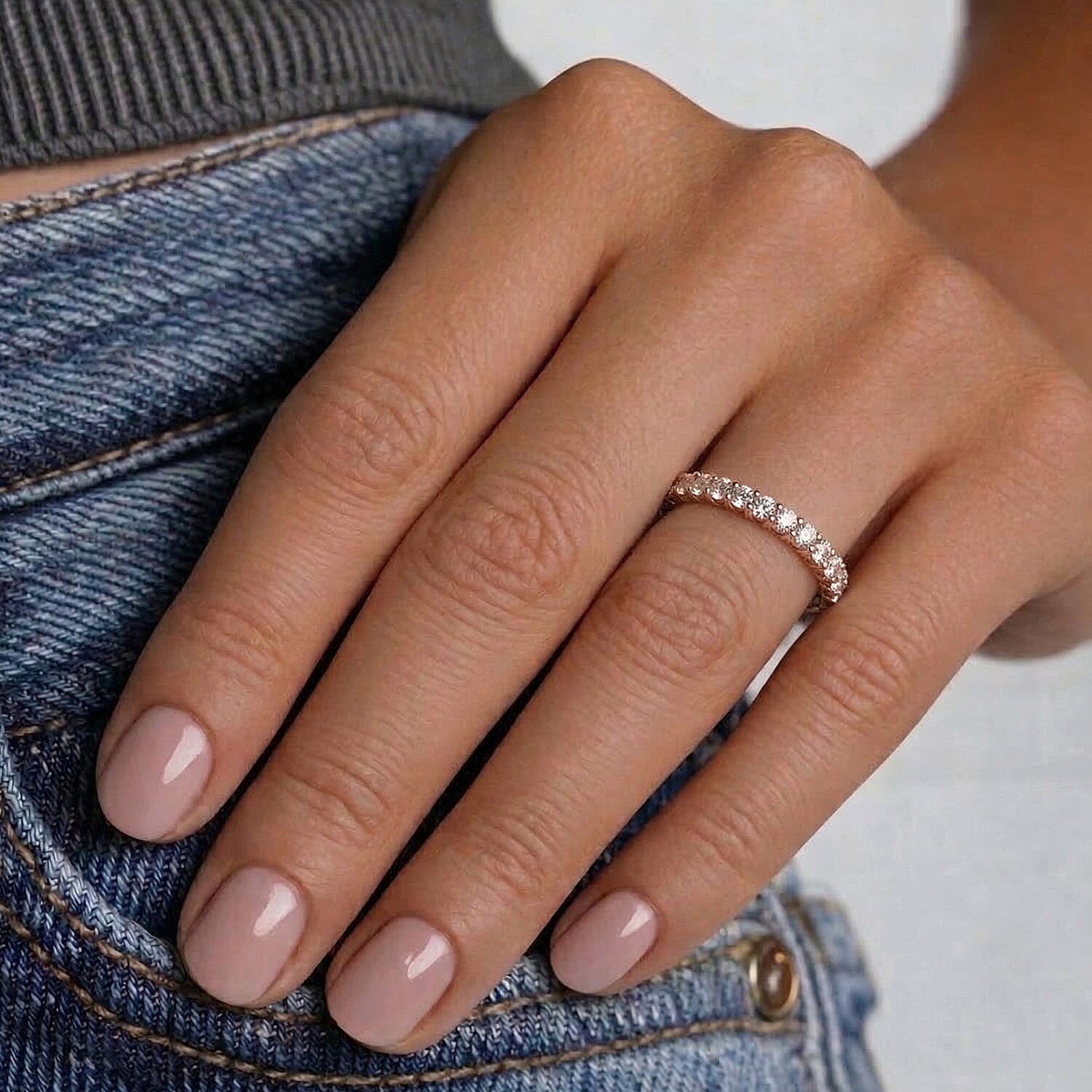Diamond Half Eternity Ring in Sterling Silver