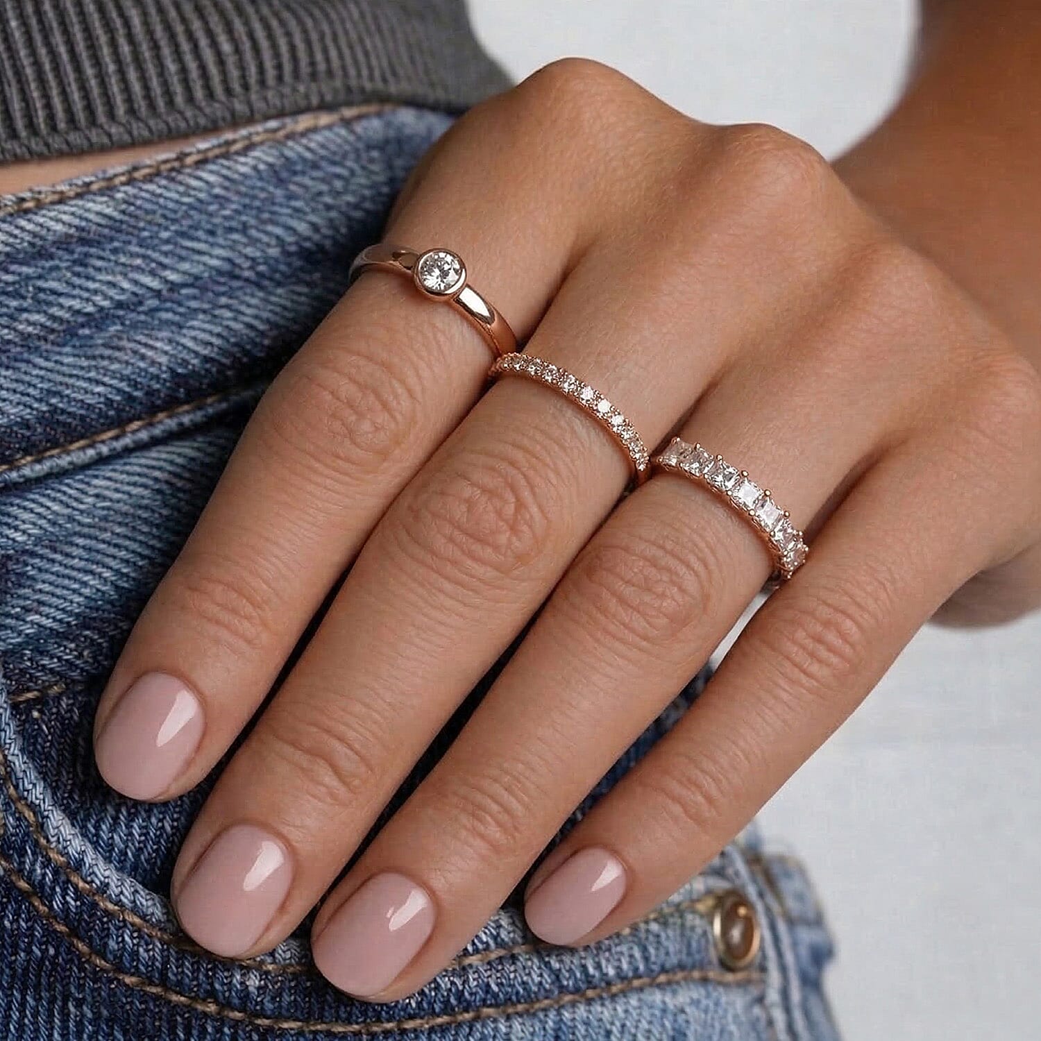 Diamond Half Eternity Ring in Sterling Silver