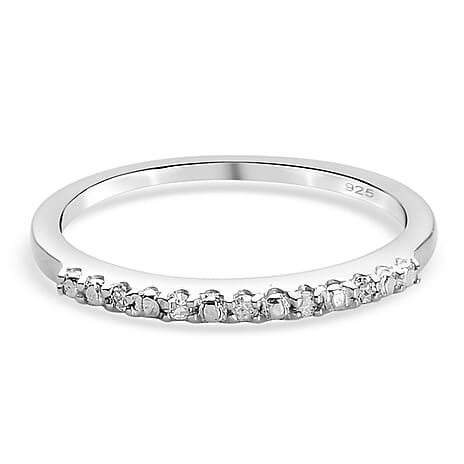 Diamond Half Eternity Ring in Platinum Overlay Sterling Silver 0.05 Ct.