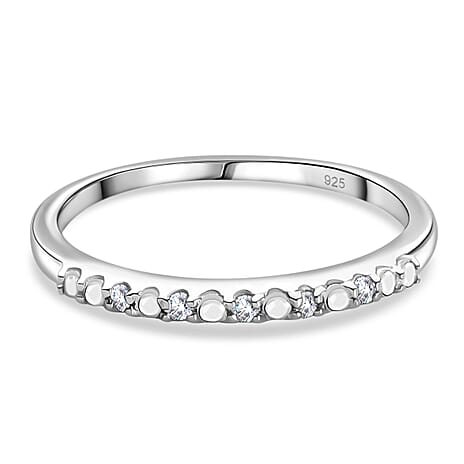 Diamond Half Eternity Ring in Platinum Overlay Sterling Silver 0.05 Ct.
