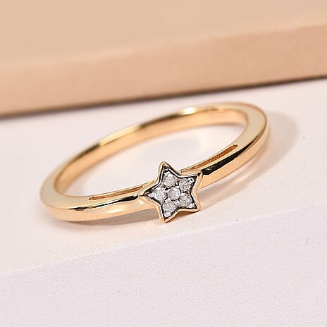 Diamond Star Stackable Ring in 14K Gold Overlay Sterling Silver