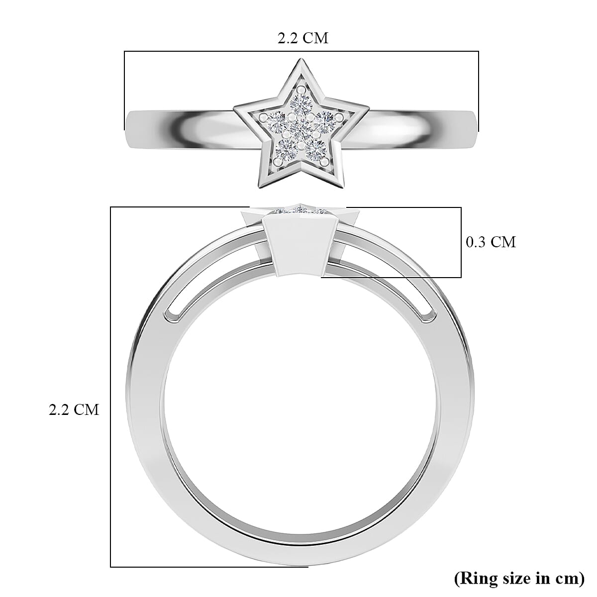 MP Diamond Star Ring in Sterling Silver