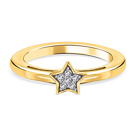 Diamond Star Stackable Ring in Sterling Silver with 18K Vermeil Yellow Gold