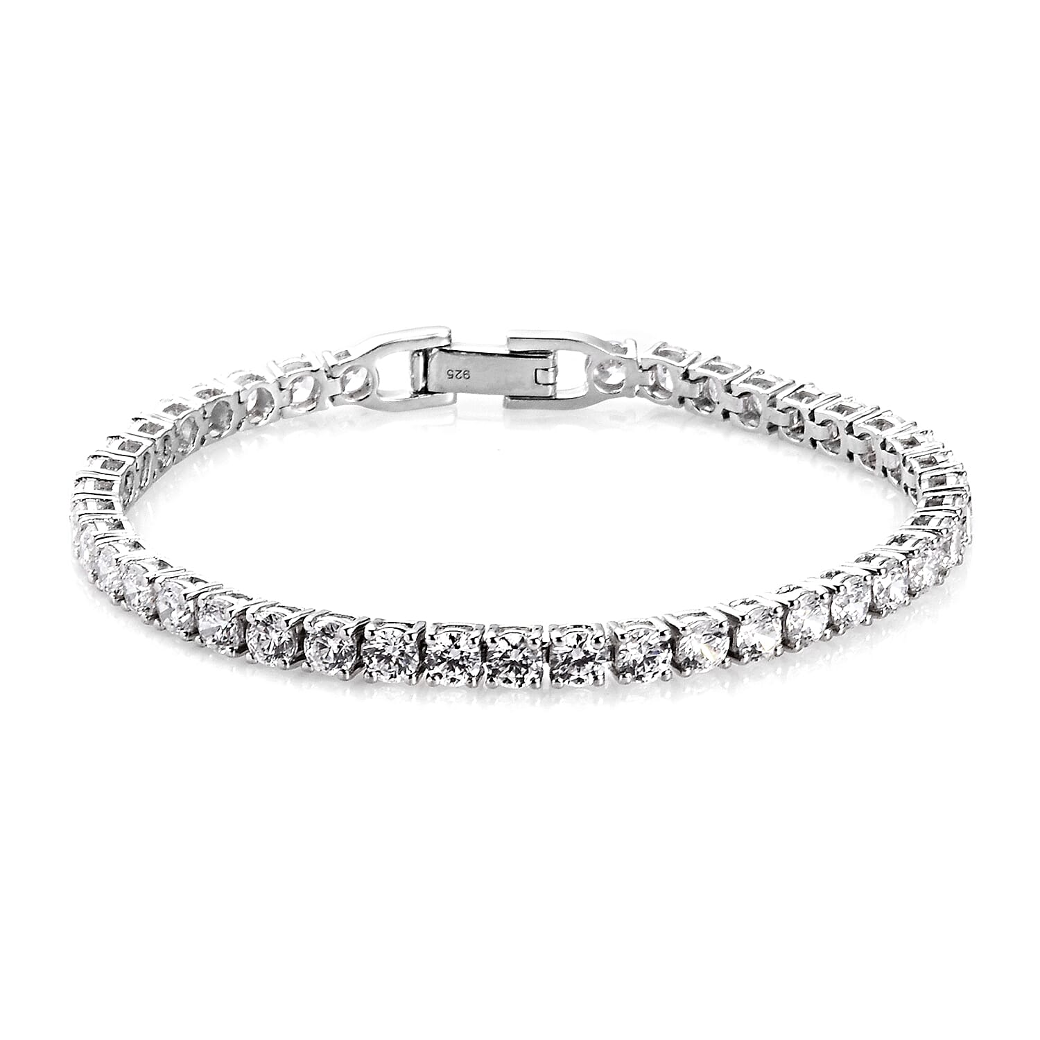 Lustro Stella Platinum Over Sterling Silver Tennis Bracelet (Size 7.5) Made with Finest CZ 10.00 Ct, Silver wt. 10.53 Gms