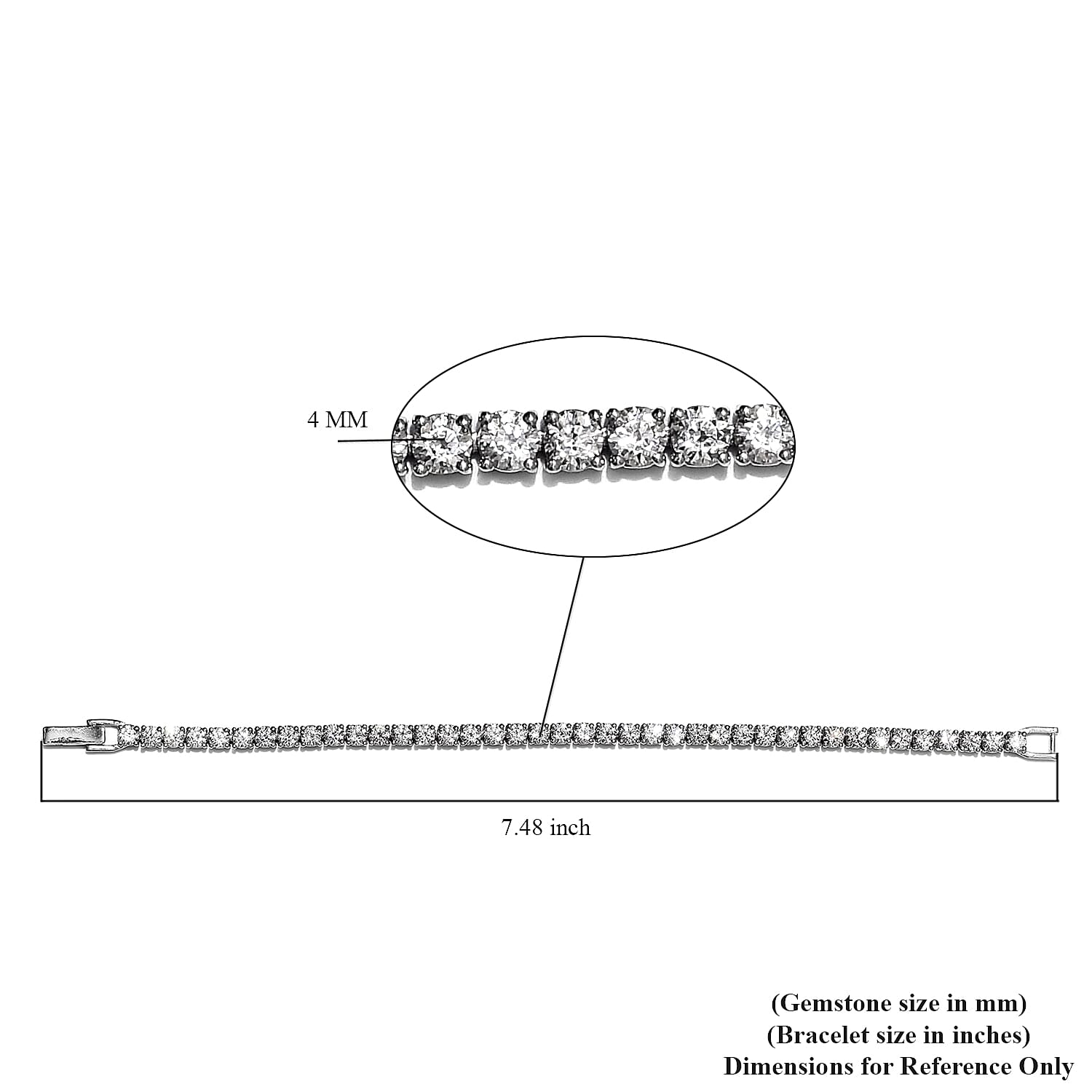 Lustro Stella Platinum Over Sterling Silver Tennis Bracelet (Size 7.5) Made with Finest CZ 10.00 Ct, Silver wt. 10.53 Gms