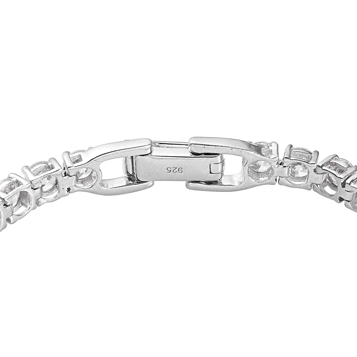 Lustro Stella Platinum Over Sterling Silver Tennis Bracelet (Size 7) Made with Finest CZ 10.00 Ct, Silver wt. 9,92 Gms