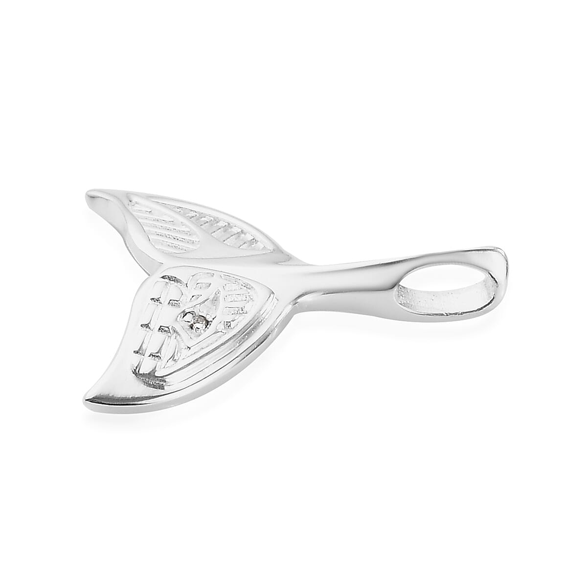 Diamond Whale Tail Pendant in Sterling Silver