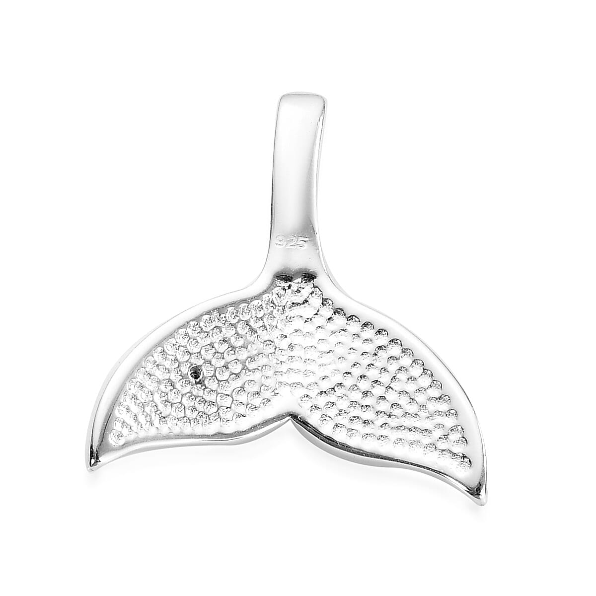 Diamond Whale Tail Pendant in Sterling Silver