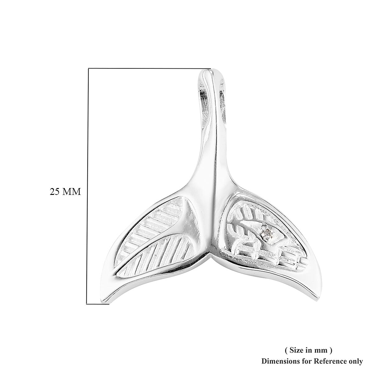 Diamond Whale Tail Pendant in Sterling Silver