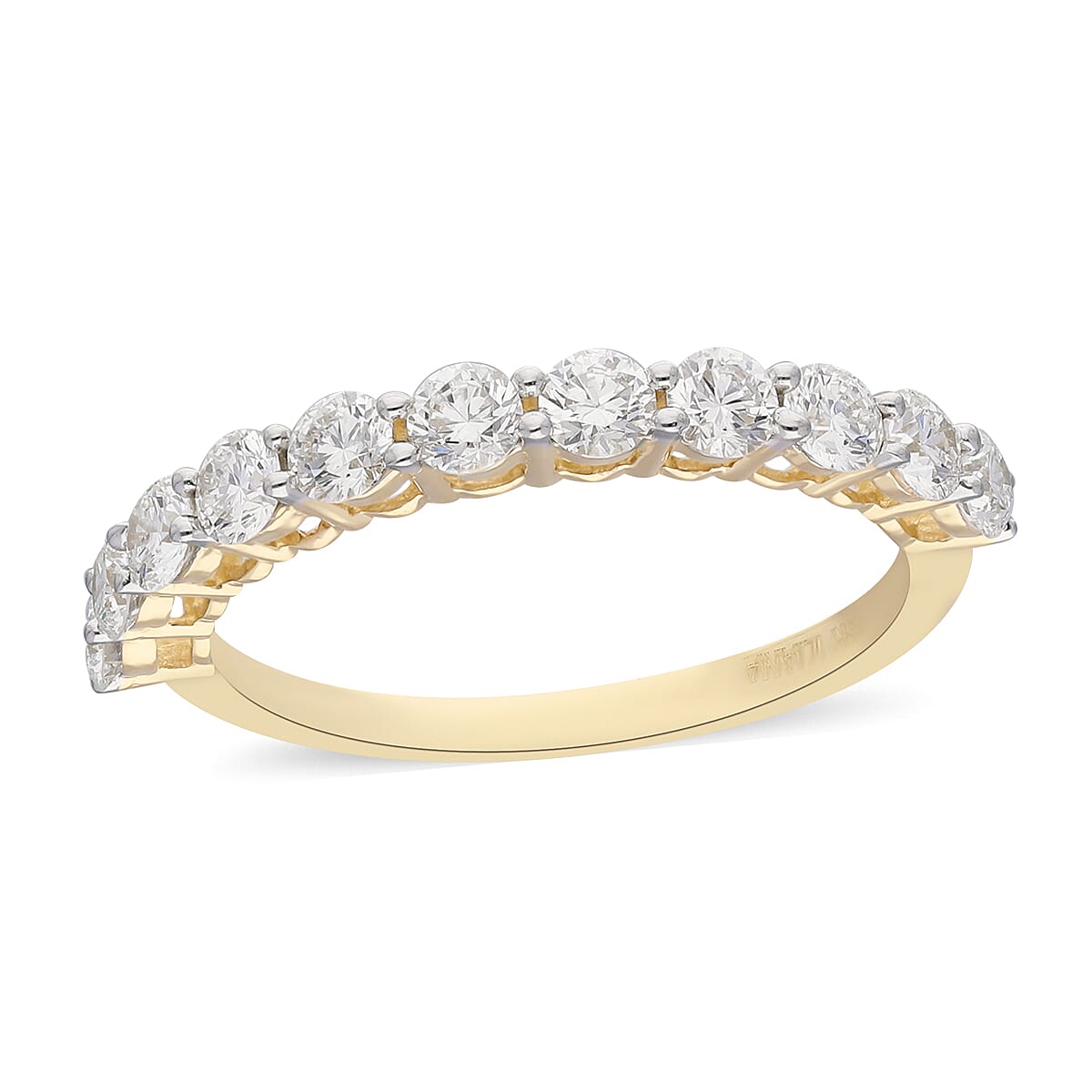 ILIANA 18K Yellow Gold Natural IGI Certified Diamond (SI/G-H) Half Eternity Ring 1.00 Ct.
