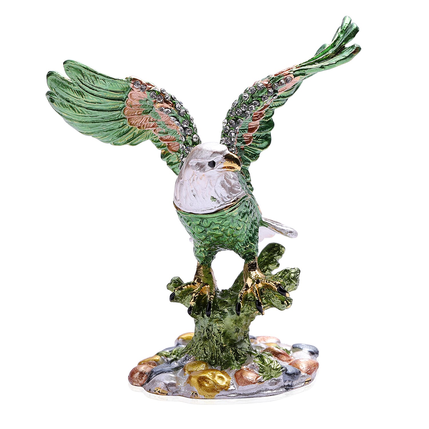 Multi Austrian Crystal Studded Enamelled Eagle Trinket Box