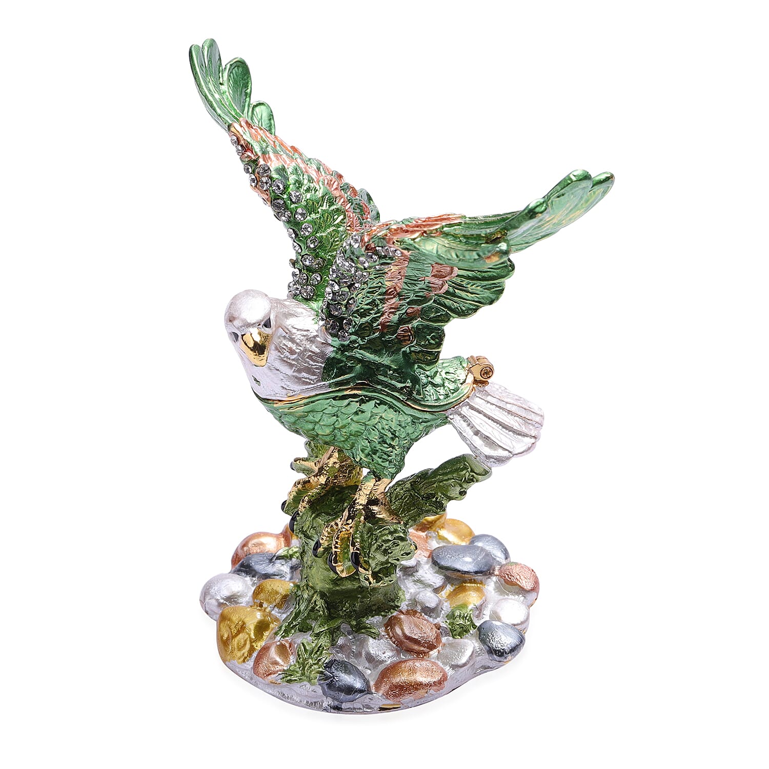 Multi Austrian Crystal Studded Enamelled Eagle Trinket Box