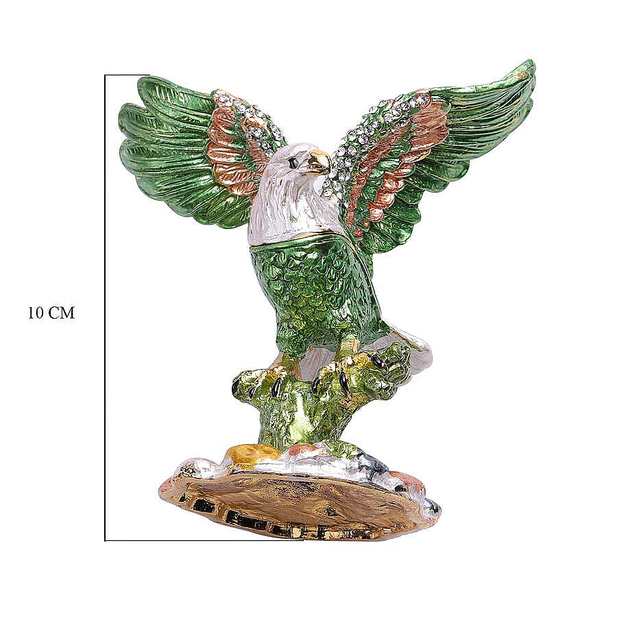 Multi Austrian Crystal Studded Enamelled Eagle Trinket Box