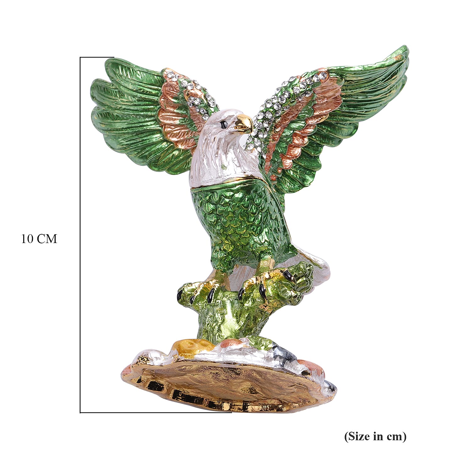 Multi Austrian Crystal Studded Enamelled Eagle Trinket Box