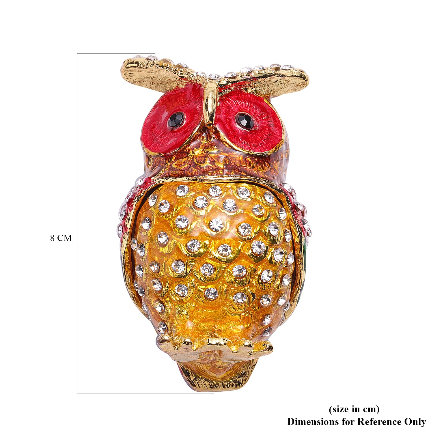 Black and White Austrian Crystal Studded Enamelled Owl Trinket Box