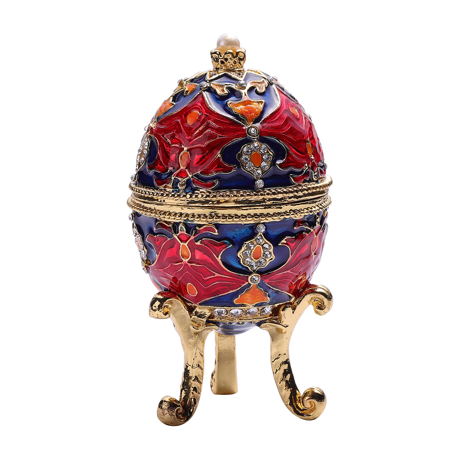 Multi Austrian Crystal Studded Enamelled Egg Trinket Box