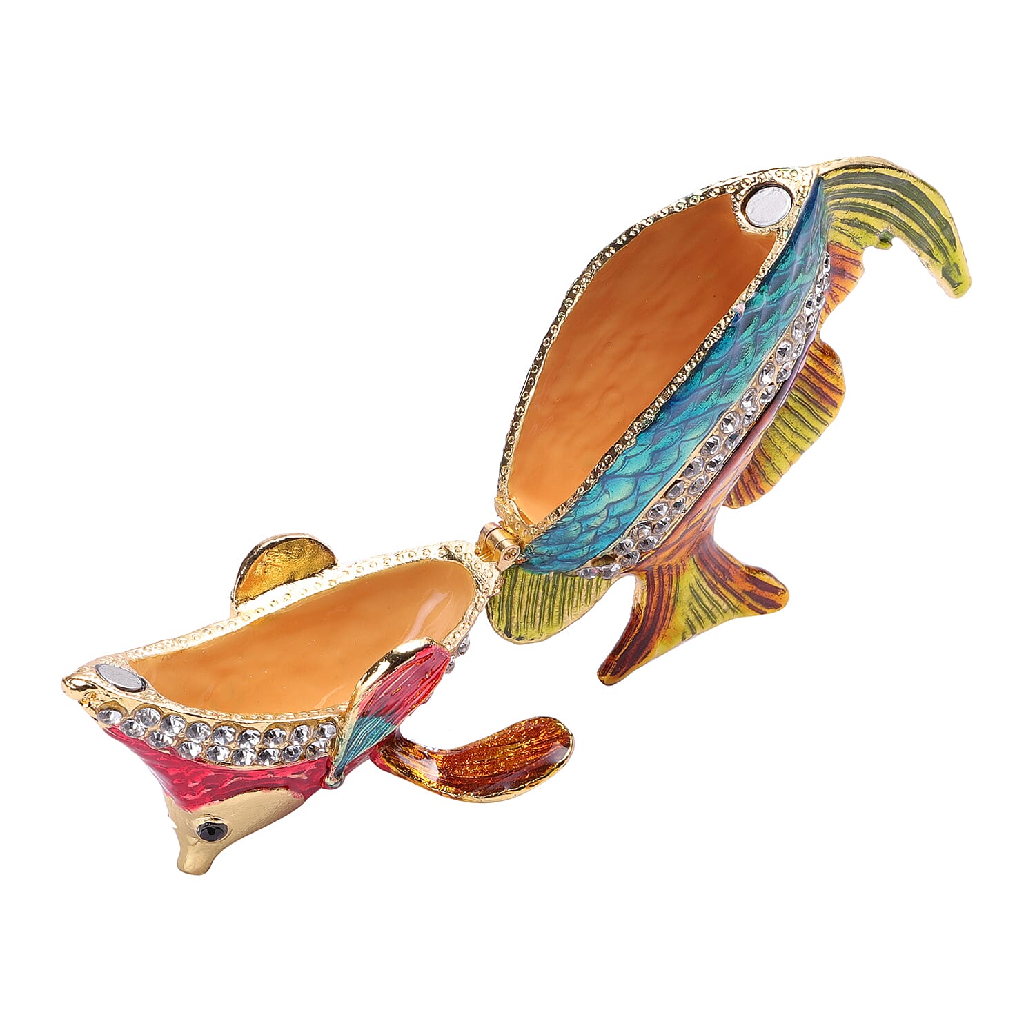 Multi Austrian Crystal Studded Enamelled Fish Trinket Box