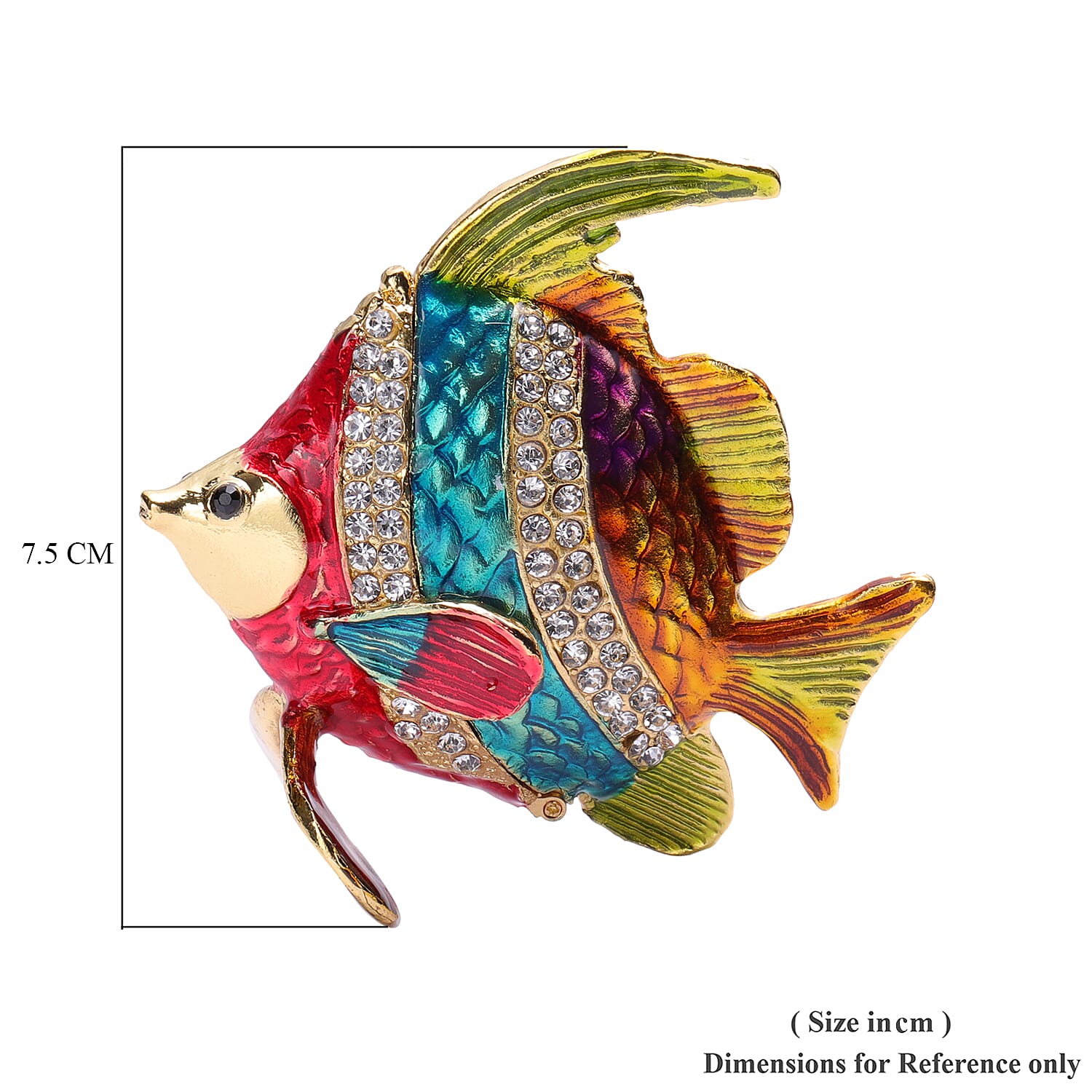 Multi Austrian Crystal Studded Enamelled Fish Trinket Box