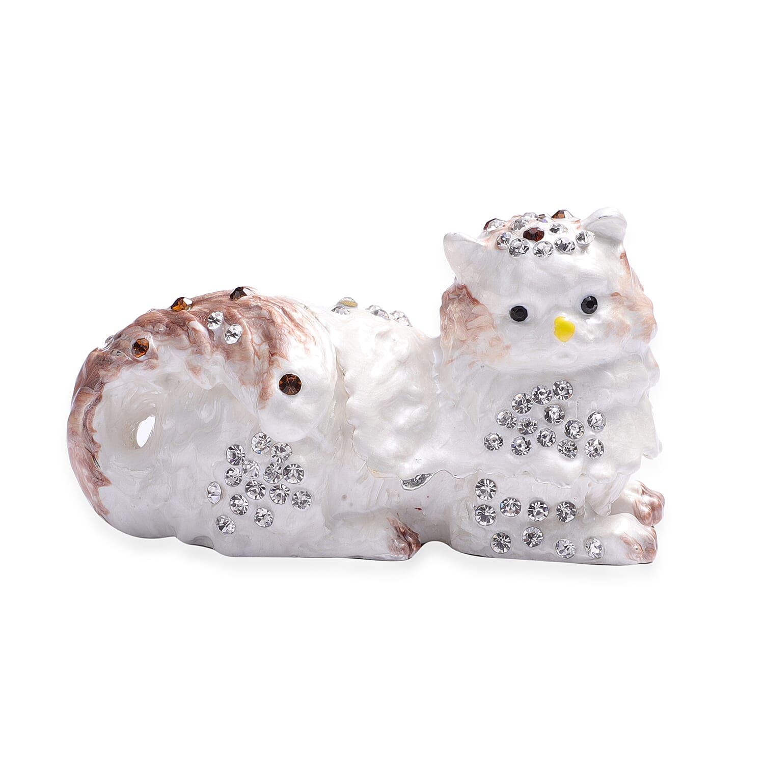 Multi Austrian Crystal Studded Enamelled Cat Trinket Box