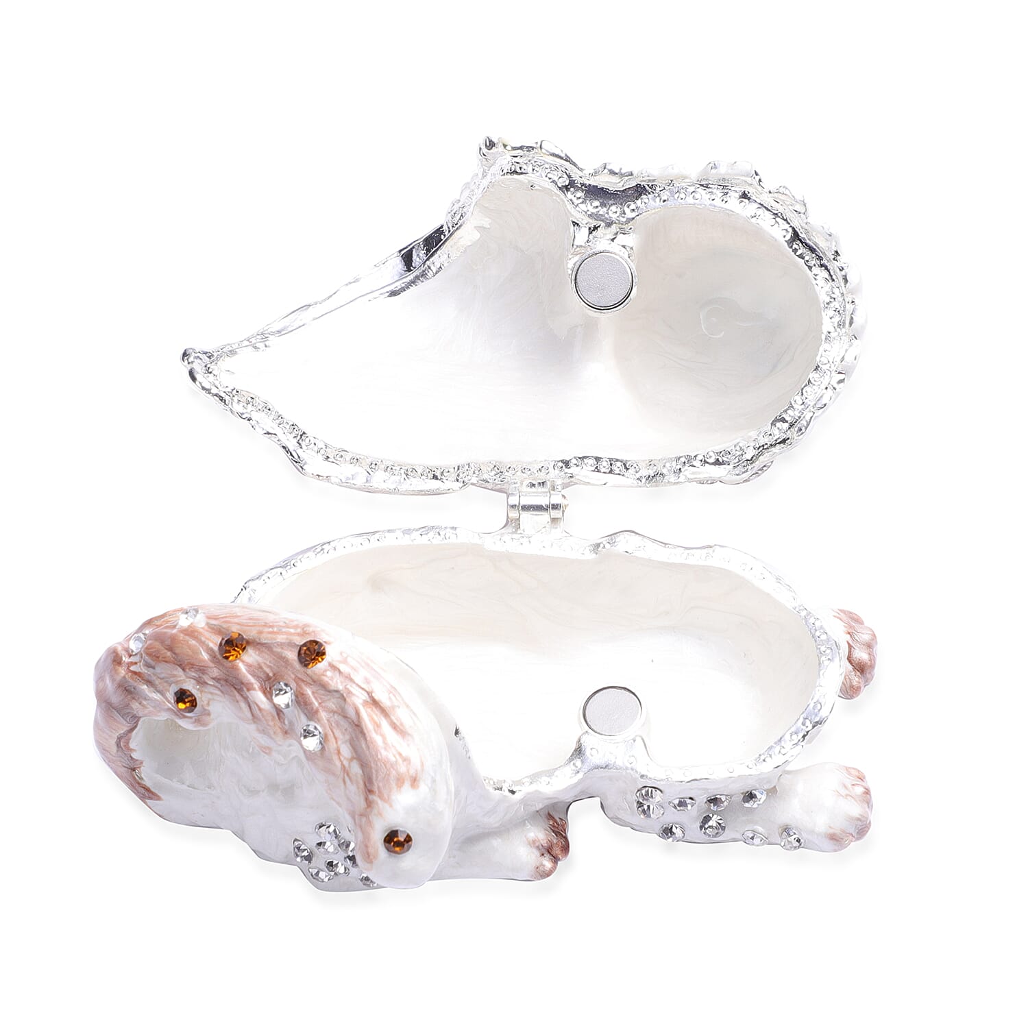 Multi Austrian Crystal Studded Enamelled Cat Trinket Box