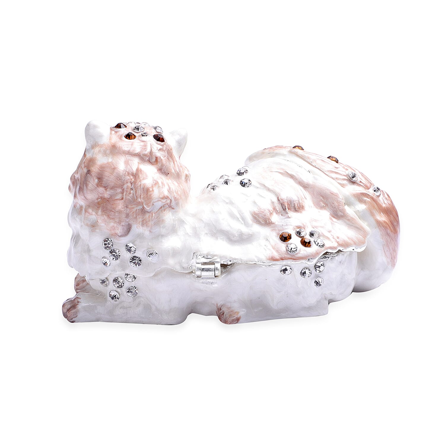 Multi Austrian Crystal Studded Enamelled Cat Trinket Box
